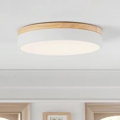 Contemporary Wood Round Dimmable LED Ceiling Light