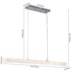 Crystal Resin Art Dimmable LED Linear Island Chandelier