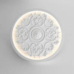 Decorative French White Medallion LED Flush Mount Light