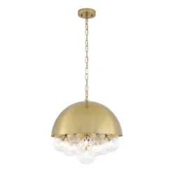 Designer Cluster Glass Globe Metal Dome Pendant Light