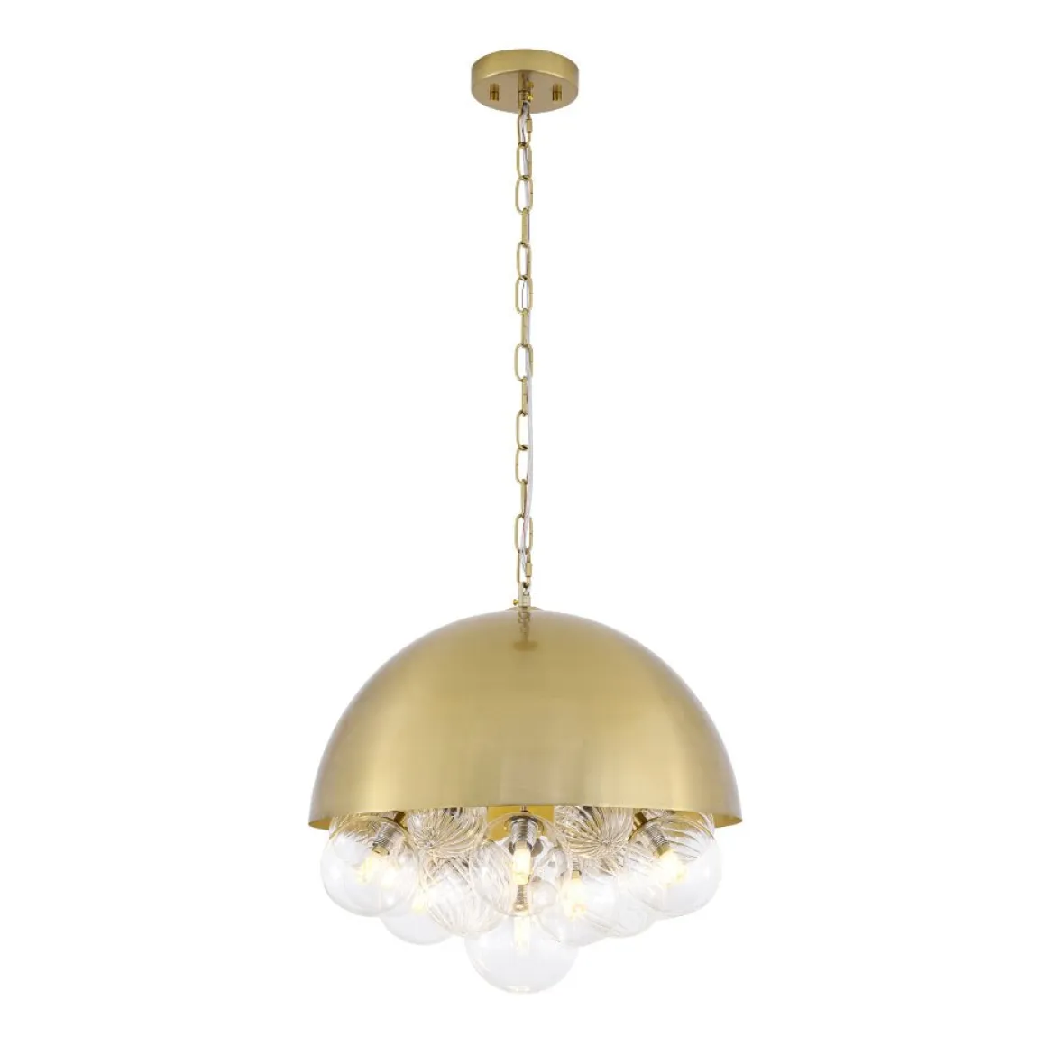 Designer Cluster Glass Globe Metal Dome Pendant Light