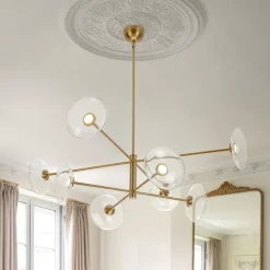 Designer Dimmable LED 8-light Glass Tiered Sputnik Chandelier