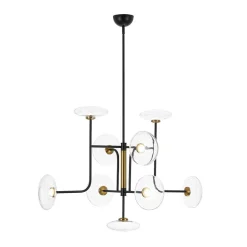 Designer 9-light Glass Dimmable LED Linear Sputnik Chandelier