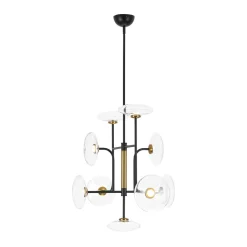 Designer 9-light Glass Dimmable LED Linear Sputnik Chandelier