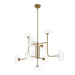 Designer 9-light Glass Dimmable LED Linear Sputnik Chandelier