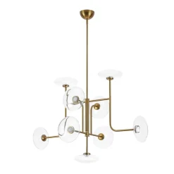 Designer 9-light Glass Dimmable LED Linear Sputnik Chandelier