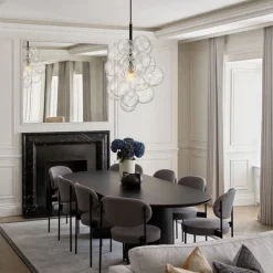 Dimmable Cluster Ribbed Glass Bubble Chandelier Pendant Light