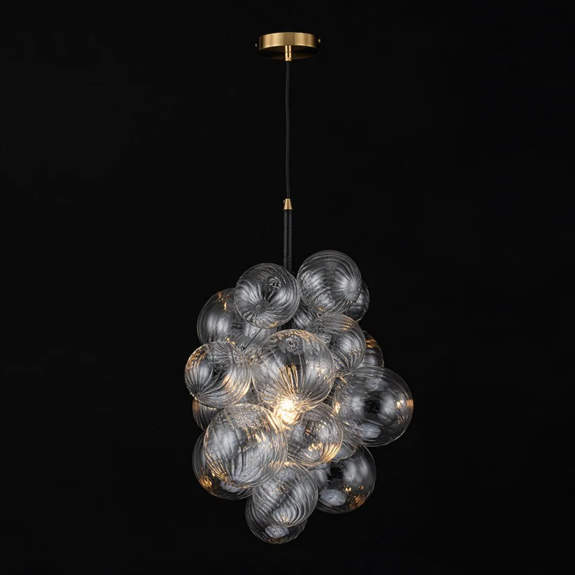 Dimmable Cluster Ribbed Glass Bubble Chandelier Pendant Light