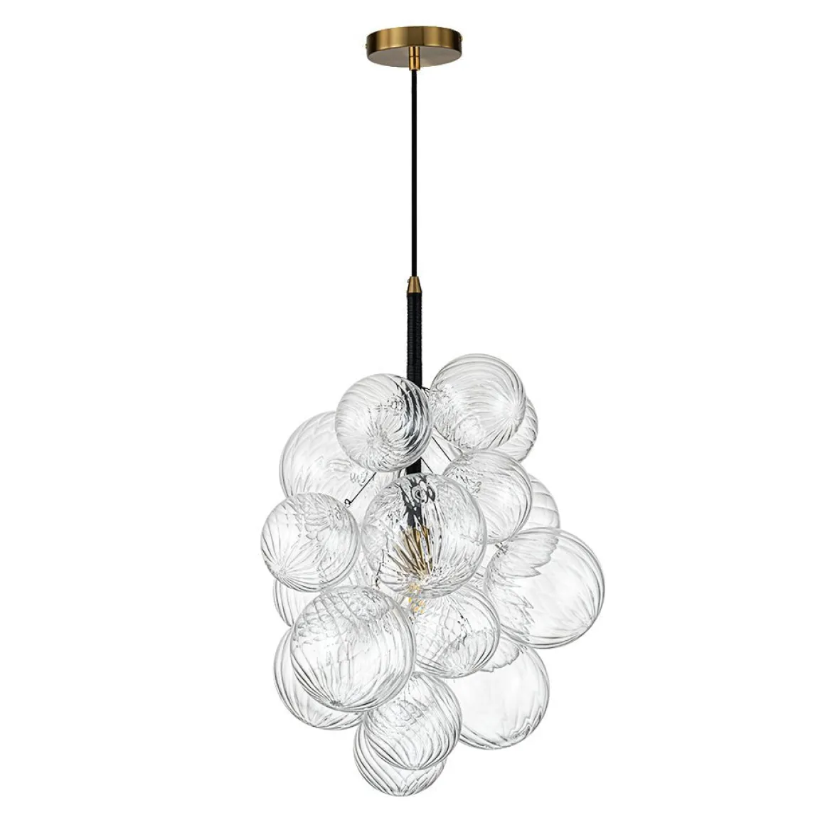 Dimmable Cluster Ribbed Glass Bubble Chandelier Pendant Light