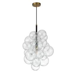 Dimmable Cluster Ribbed Glass Bubble Chandelier Pendant Light