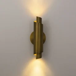 Dimmable LED Aged Brass Up Down Metal Tube Wall Sconce
