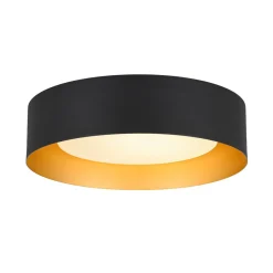 Dimmable LED Black Iron Milky Glass Round Drum Ceiling Light