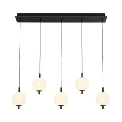 Dimmable LED Frosted Ribbed Glass Globe 5-Light Linear Island Pendant