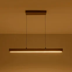 Dimmable LED Pine Wooden Wide Linear Island Pendant
