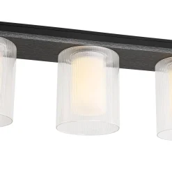 Dimmable LED Ribbed Glass Shade Kitchen Island Chandelier