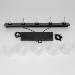 Dimmable LED Ribbed Glass Shade Kitchen Island Chandelier