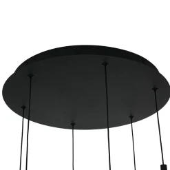 Dimmable LED Ribbed White Glass 6-Light Cluster Round Pendant