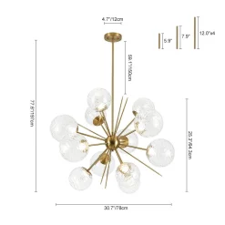 Dimmable LED Ripple Glass Bubble Sputnik Sunburst Chandelier