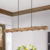 Dimmable LED Rustic Linear Oak Wood Kitchen Island Pendant