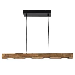 Dimmable LED Rustic Linear Oak Wood Kitchen Island Pendant