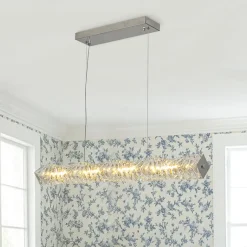 Dimmable LED Twisted Crystal Linear Island Chandelier