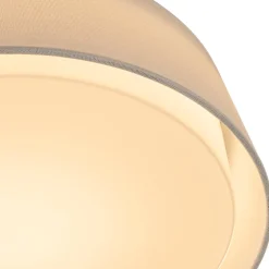 Dimmable LED White Fabric Milky Glass Drum Ceiling Light