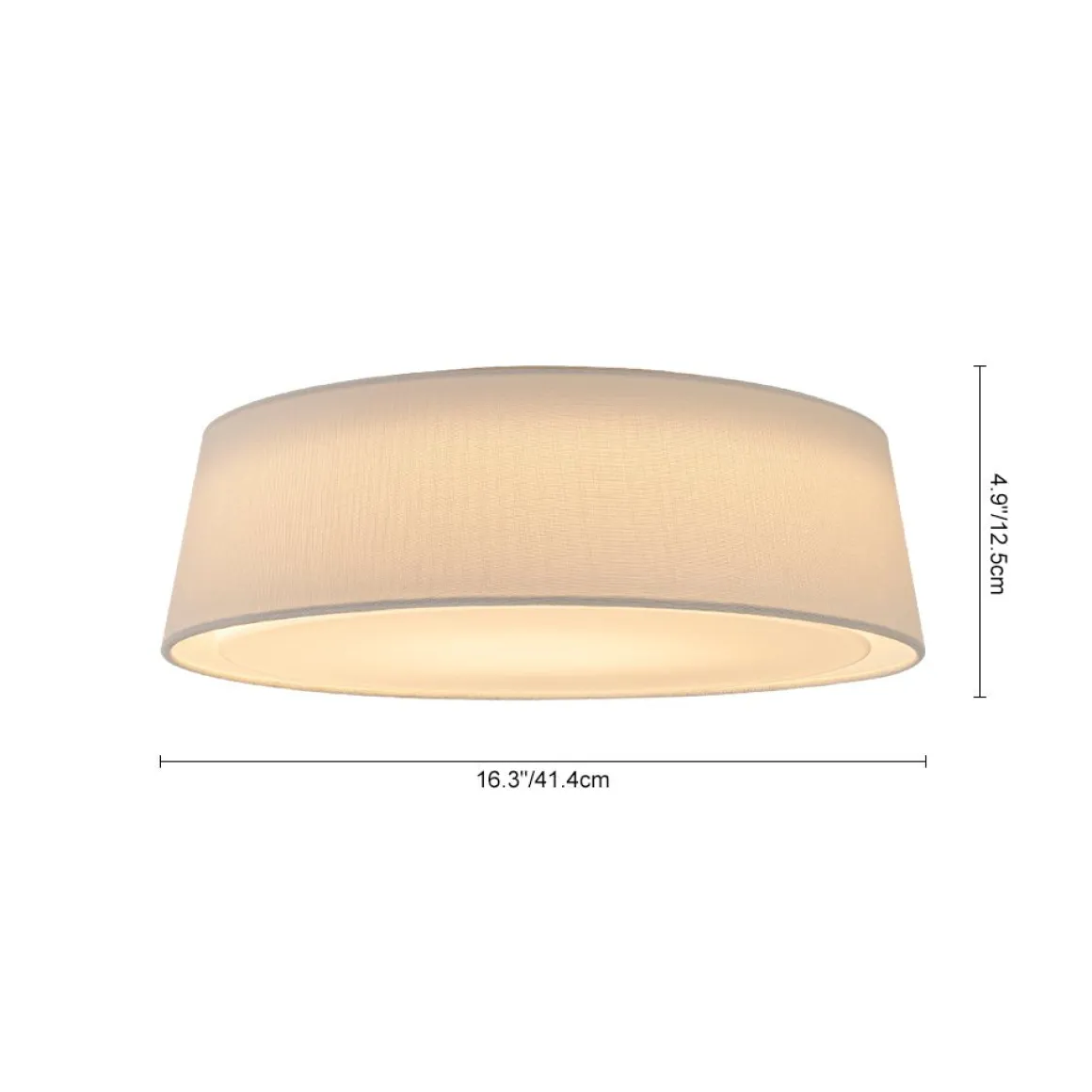 Dimmable LED White Fabric Milky Glass Drum Ceiling Light