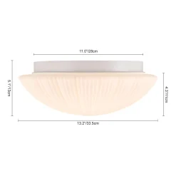 Dimmable LED White Ribbed Glass Scalloped Ceiling Light