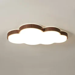 Dimmable LED Wood Accented Cloud Kids Ceiling Light