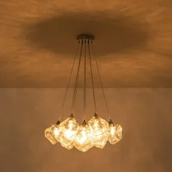 Dimmable 13-Light Frozen Glass Ice Style Cluster Chandelier