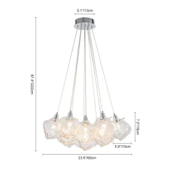 Dimmable 13-Light Frozen Glass Ice Style Cluster Chandelier