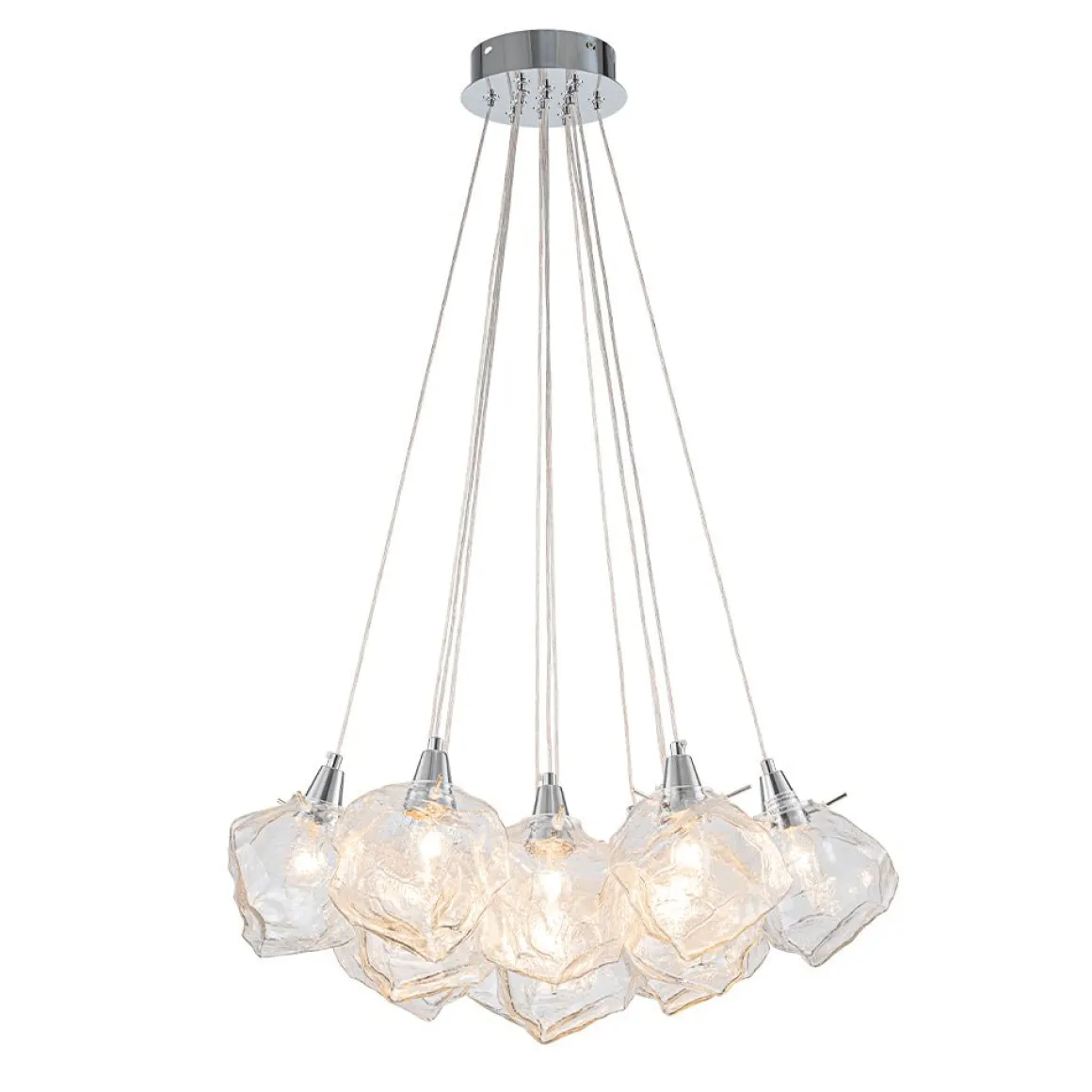 Dimmable 13-Light Frozen Glass Ice Style Cluster Chandelier