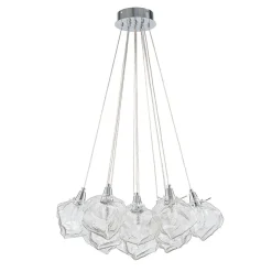Dimmable 13-Light Frozen Glass Ice Style Cluster Chandelier