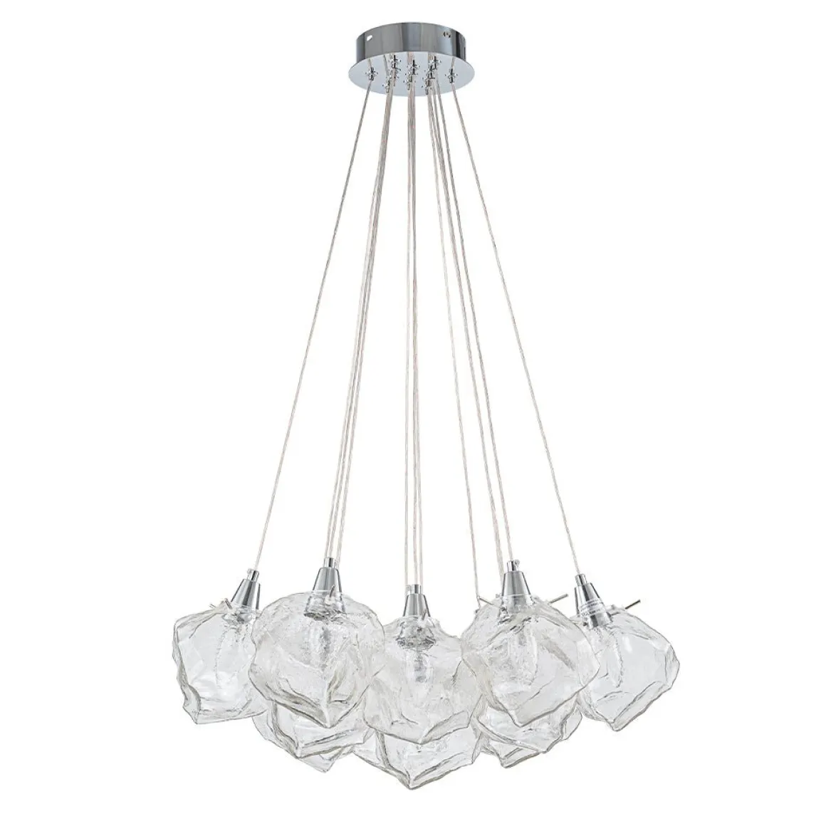Dimmable 13-Light Frozen Glass Ice Style Cluster Chandelier