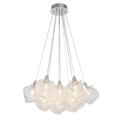 Dimmable 13-Light Frozen Glass Ice Style Cluster Chandelier