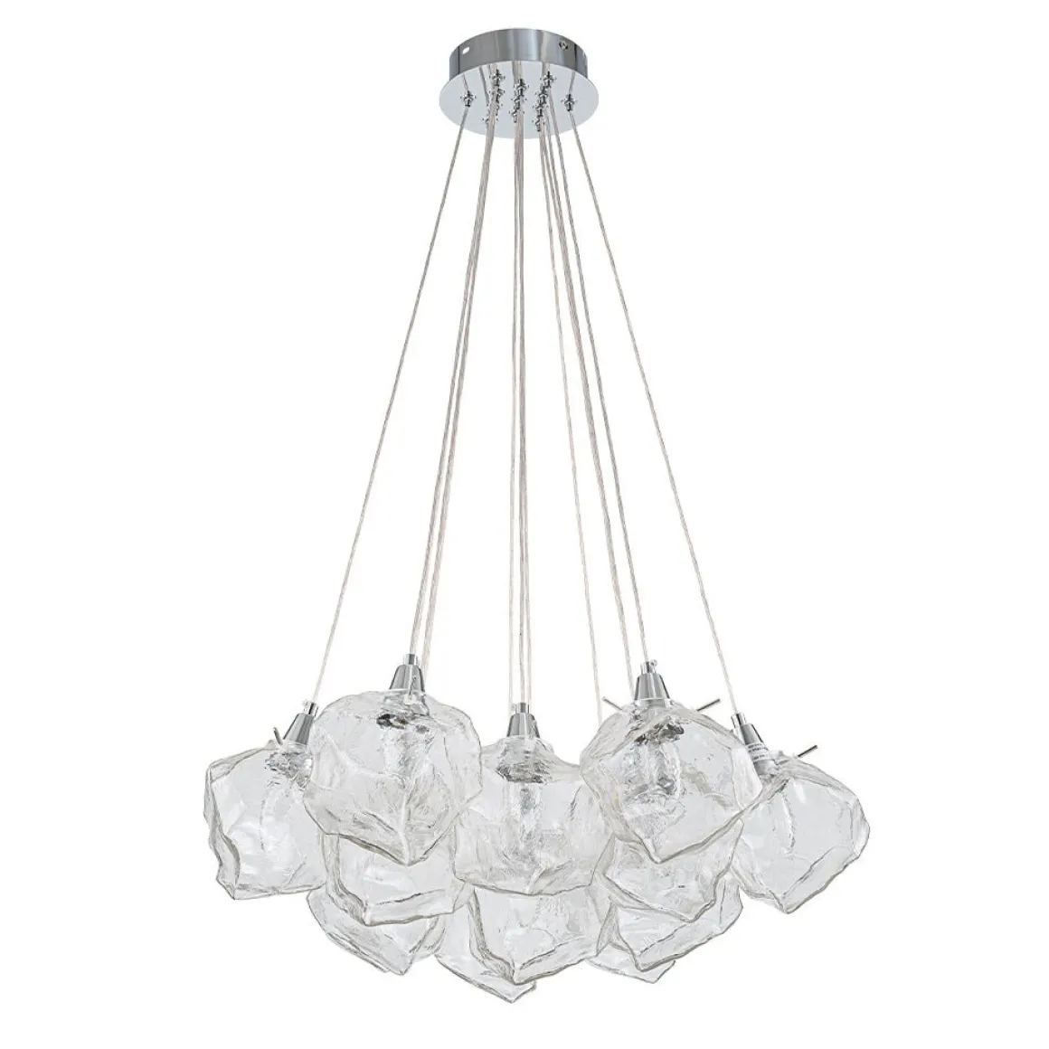 Dimmable 13-Light Frozen Glass Ice Style Cluster Chandelier