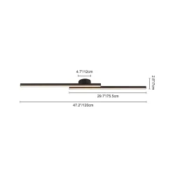 Dimmable 2-Light Long Strip Linear LED Flush Mount