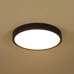 Farmhouse Dimmable LED Walnut Wood Round Flush Mount