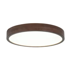 Farmhouse Dimmable LED Walnut Wood Round Flush Mount