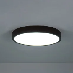 Farmhouse Dimmable LED Walnut Wood Round Flush Mount