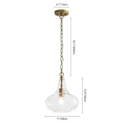 Farmhouse 1-Light Hammered Glass Bell Kitchen Pendant Light