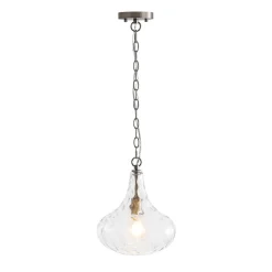 Farmhouse 1-Light Hammered Glass Bell Kitchen Pendant Light