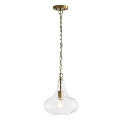 Farmhouse 1-Light Hammered Glass Bell Kitchen Pendant Light