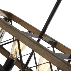 Farmhouse 5-Light Rectangle Wood Chandelier