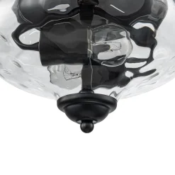 Farmhouse 2-light Round Hammered Glass Pendant Light