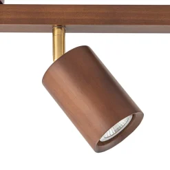 Farmhouse Walnut Wood 4-Light Linear Semi Flush Track Light