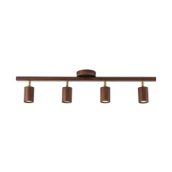 Farmhouse Walnut Wood 4-Light Linear Semi Flush Track Light