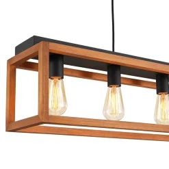 Farmhouse Wooden Rectangular Cage Island Chandelier