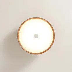 Farmhouse Wood Grain Dimmable LED Round Flush Mount Light