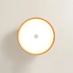 Farmhouse Wood Grain Dimmable LED Round Flush Mount Light